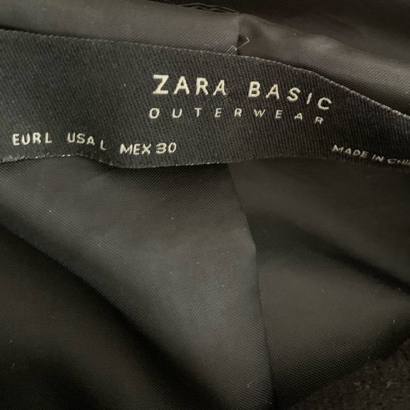 Zara black ‘wool’ jkt with brown faux fur hood (removable) gold zips size L - Picture 13 of 15